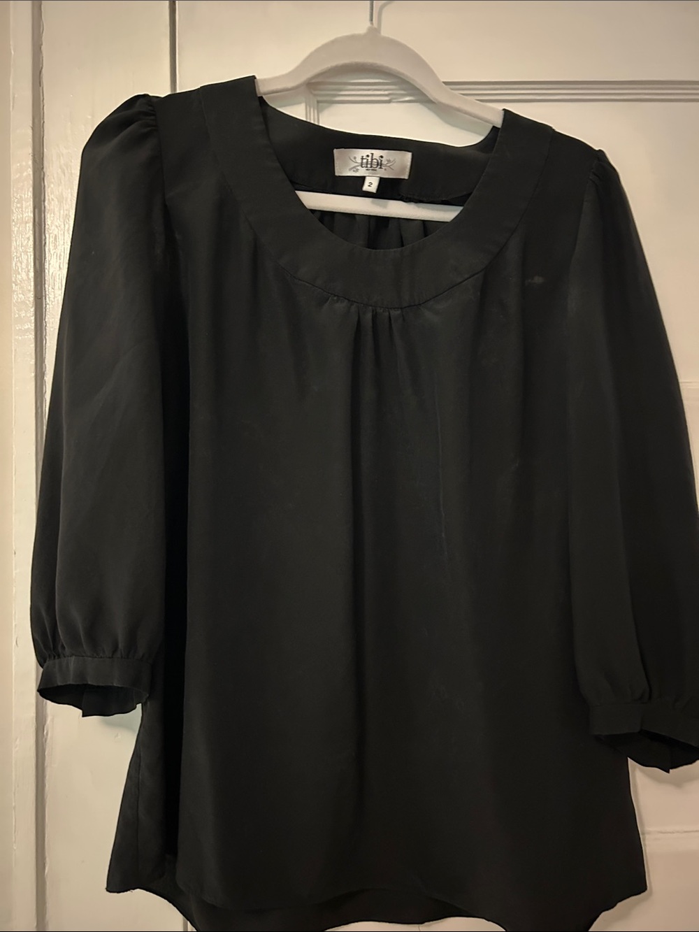 Tibi Black Scoop Neck Top